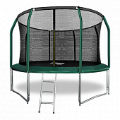 Батут премиум ARLAND 12FT с внутренней страховочной сеткой и лестницей (Dark green)